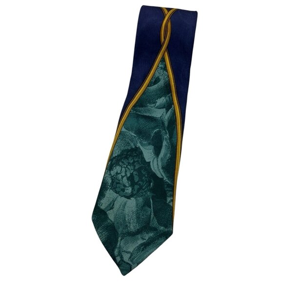 VITALIANO PANCALDI Men's 100% Silk Necktie LUXURY Tie Blue Green Art W:3.6" EUC - Picture 1 of 5